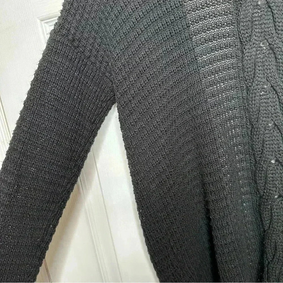 Pink Rose Cable Knit Cardigan Black Size Medium - Picture 6 of 16